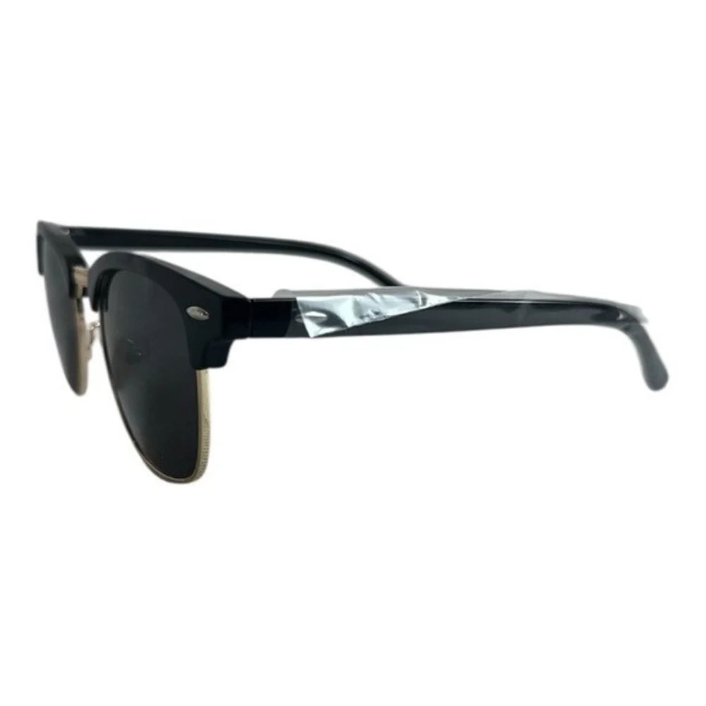 Polarized Half Frame Horn Rimmed Sunglasses Black Unisex Deep Eddy Vodka New
